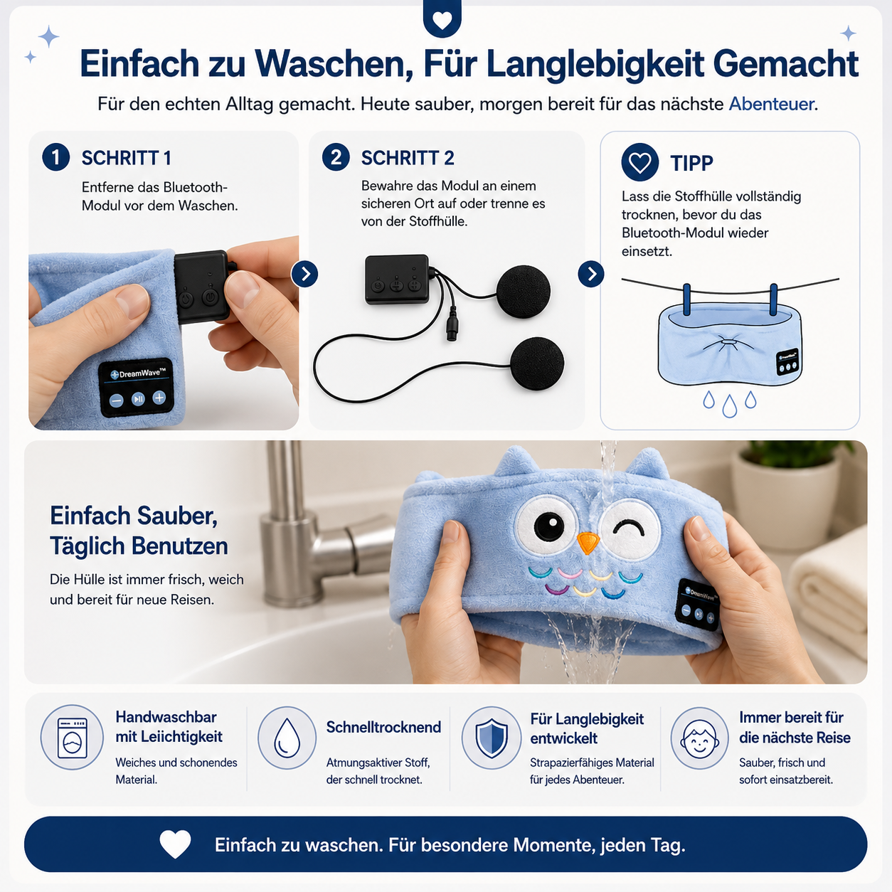 DreamWave™ Bluetooth-Reise-Stirnband